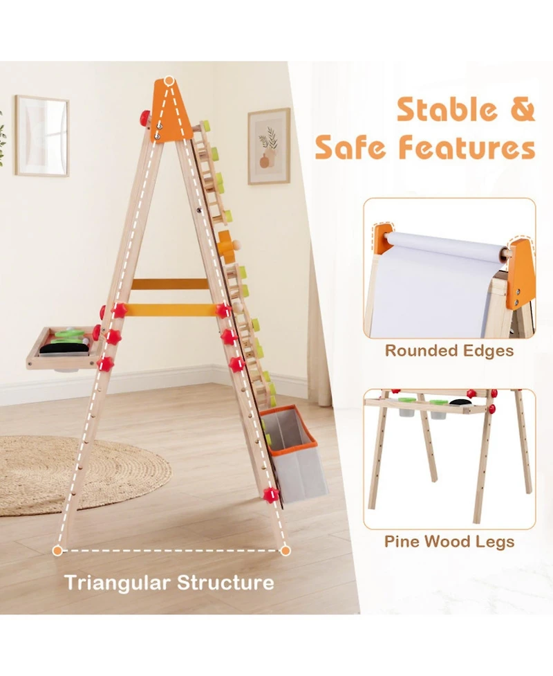 Sugift Double-Sided Adjustable-Height Kids Art Easel