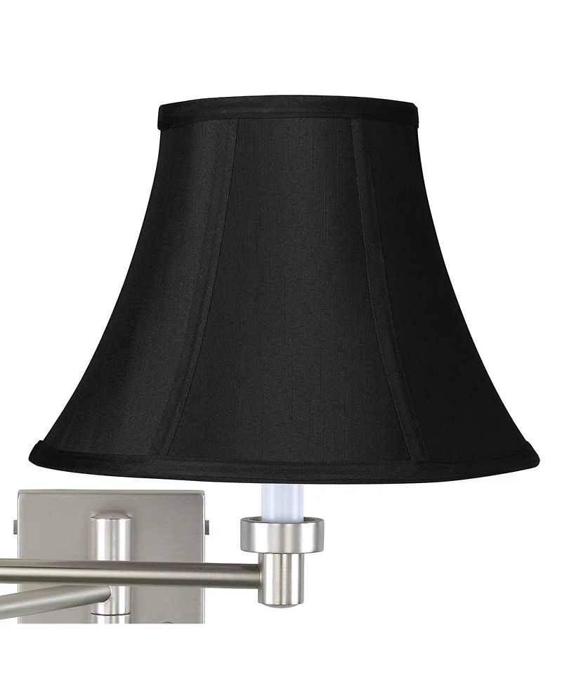 Possini Euro Design Modern Swing Arm Wall Lamp Brushed Nickel Plug-In Light Fixture Bell Shade for Bedroom Bedside Reading