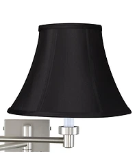 Possini Euro Design Modern Swing Arm Wall Lamp Brushed Nickel Plug-In Light Fixture Bell Shade for Bedroom Bedside Reading