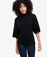 I.n.c. International Concepts Women's Ribbed-Knit Asymmetrical-Hem Mockneck Sweater, Macy's Exclusive