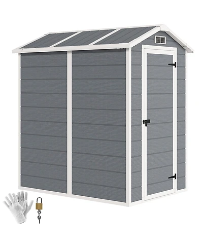 Outsunny 6' x 4' Outdoor Storage Shed, Plastic Shed with Floor,