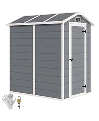 Outsunny 6' x 4' Outdoor Storage Shed, Plastic Shed with Floor,