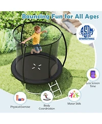Hongge 8 ft Galvanized Steel Safety Enclosure Net Trampoline with Ladder, 880 lb Capacity, Ages 3+