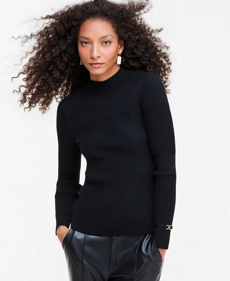 I.n.c. International Concepts Women's Mock Neck Ribbed Long-Sleeve Sweater, Macy's Exclusive
