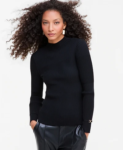 I.n.c. International Concepts Women's Mock Neck Ribbed Long-Sleeve Sweater, Macy's Exclusive