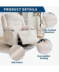 homfan Rocking Recliner for Adults Oversized 360degree(s) Swivel Manual | Soft Corduroy with Cup Holder Side Pockets Living Room
