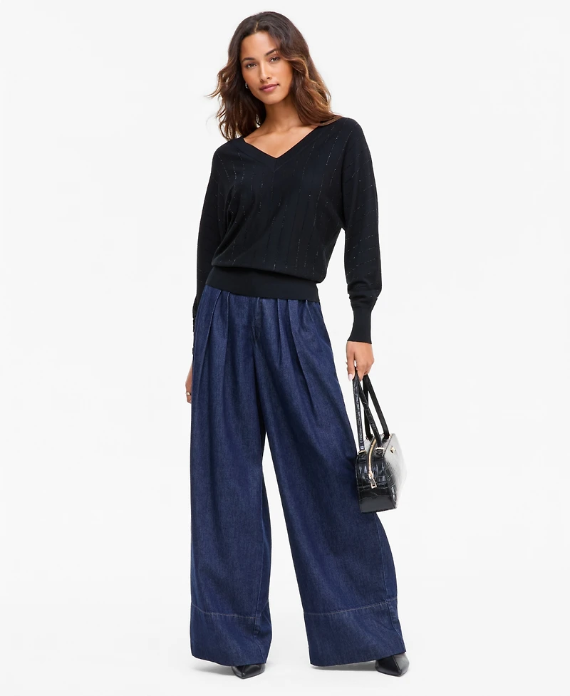 I.n.c. International Concepts Women's Embellished Double V-Neck Pullover, Macy's Exclusive