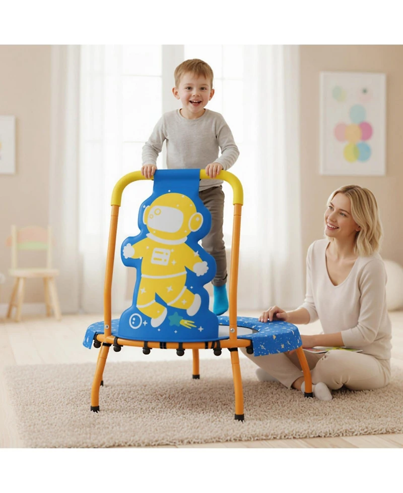 Hongge Mini Toddler Trampoline with Padded Handle, 28" × 30", 176 lb Capacity, Ages 3-6