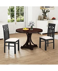 Sugift Set of 2 High Back Dining Room Chairs with Padded Seat and Rubber Wood Frame