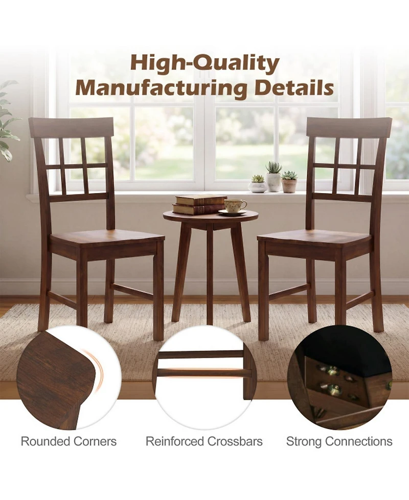 Sugift Set of 2 Rubber Wood Dining Chairs with High Backrests