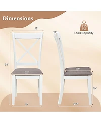 Sugift Set of 2 Rubber Wood Dining Chairs with Comfortable Backrest and Padded Seat