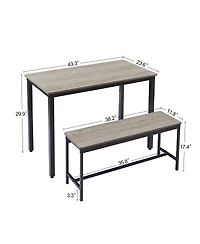 Clihome 3 Piece Dining Bar Table Set, with 2 Benches, Kitchen