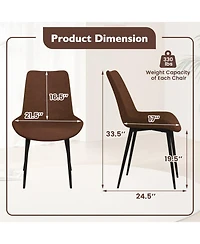 Sugift Set of 4 Upholstered Dining Chairs with Metal Legs and Padded Backs