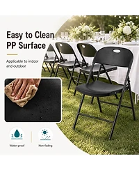 Sugift Set of 4 Foldable Plastic Chairs with Ergonomic Backrest