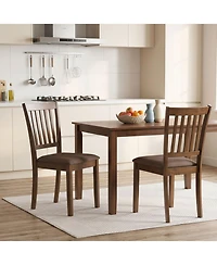 Sugift Set of 2 Upholstered Wooden Dining Chairs with Rubber Wood Frame