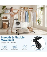 Hongge Extendable Rolling Clothes Rack with 360 Degree Swivel Casters
