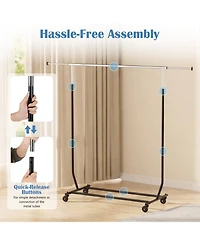 Hongge Extendable Rolling Clothes Rack with 360 Degree Swivel Casters