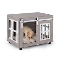 Hongge Sliding Barn Door Dog Crate Furniture for Small Medium Dogs