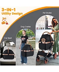 Hongge Aluminum Frame 3-in-1 Pet Stroller for Pets up to 55 lbs