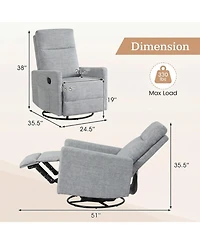 Sugift 360degree(s) Swivel Rocking Nursery Recliner Armchair with Cushioned Back
