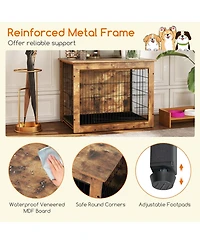 Hongge 33 in Cushioned Dog Crate Furniture Doubling as an End Table