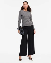 I.n.c. International Concepts Women's Geometric-Print Long-Sleeve Crewneck Top, Macy's Exclusive