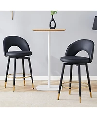 Clihome 2 Piece Modern Pu Upholstered Bar Chair 360 Degree Rotatable