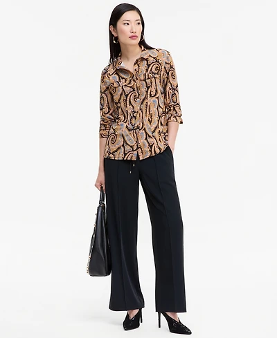 I.n.c. International Concepts Women's Print Long-Sleeve Utility Button-Up Paisley-Print Blouse, Macy's Exclusive