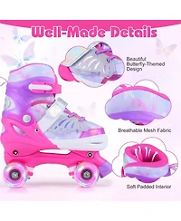 Hongge Light-Up Wheels Adjustable Reinforced Brake Roller Skates, Sizes 11C-1, Ages 5-7