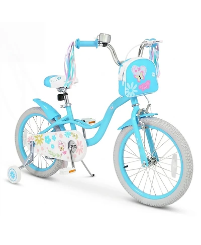 Hongge 18-Inch Girls Bike with Pre-Assembled Training Wheels, 132 lb Capacity, Ages 4–8
