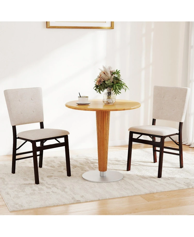 Sugift Set of 2 Foldable Armless Dining Chairs with Padded Seat and Tilt Backrest