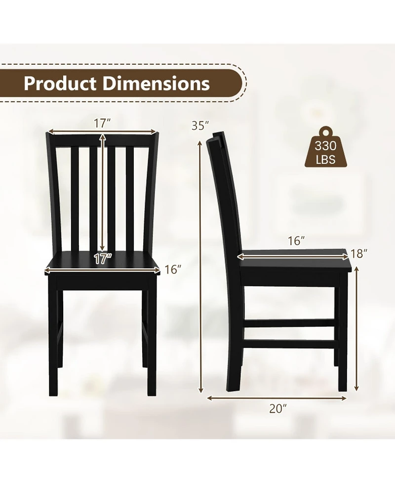 Sugift Set of 2 Rustic Wooden Dining Chairs with Slat Tilt Backrest