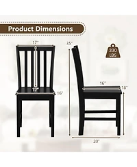 Sugift Set of 2 Rustic Wooden Dining Chairs with Slat Tilt Backrest