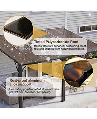 Asagikoiai 9x13 Ft Hardtop Gazebo, Aluminum Patio Pergola with Polycarbonate Roof