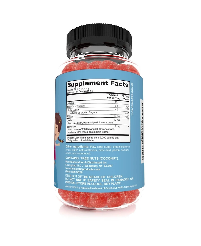 Sunergetic Kids Lutein and Zeaxanthin Gummies, Mango Flavor, 60 Count