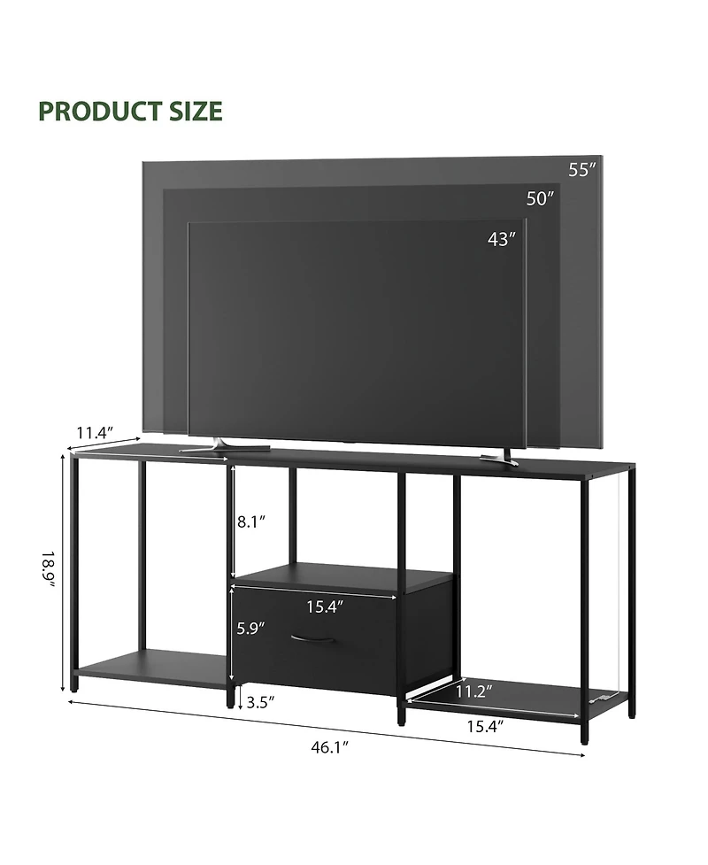 Gaomon Modern 55" Tv Stand with Led Lights, Entertainment Center Storage Cabinet for Living Room, Fits TVs Up to 55 Inches