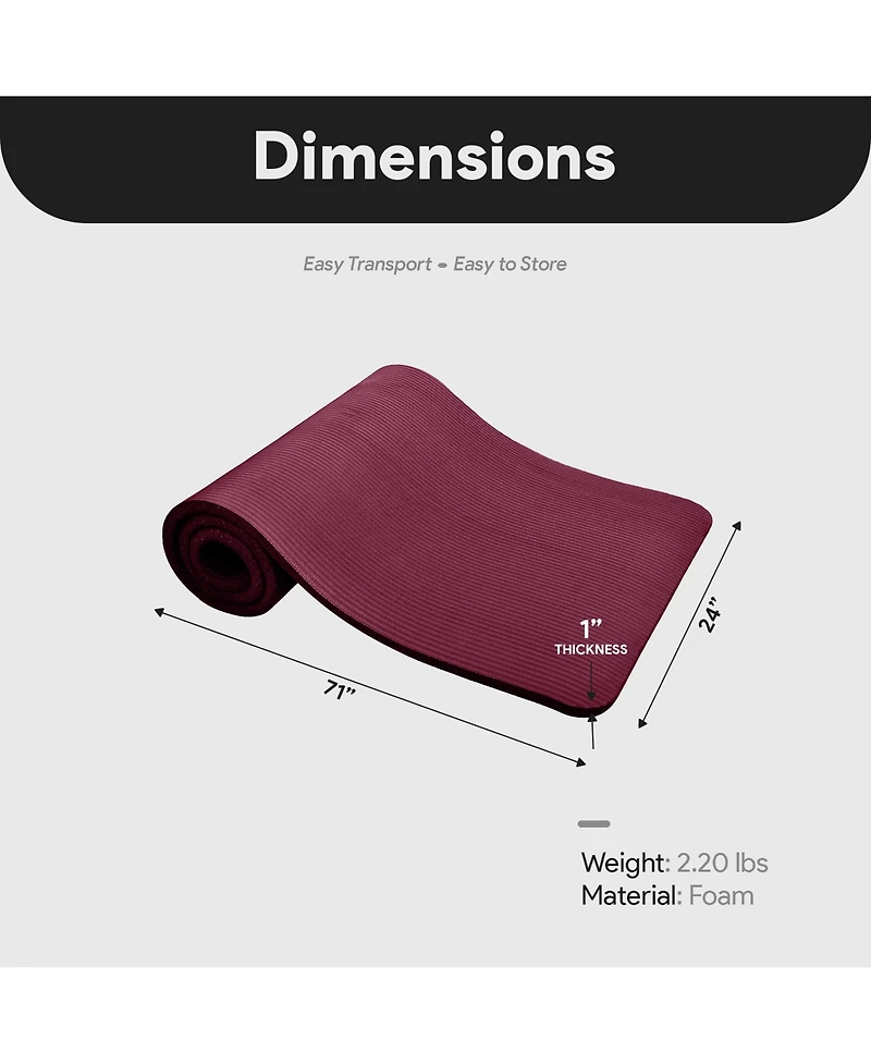 BalanceFrom Fitness Yoga Mat, 1" Extra Thick Exercise Pilates Workout Mat