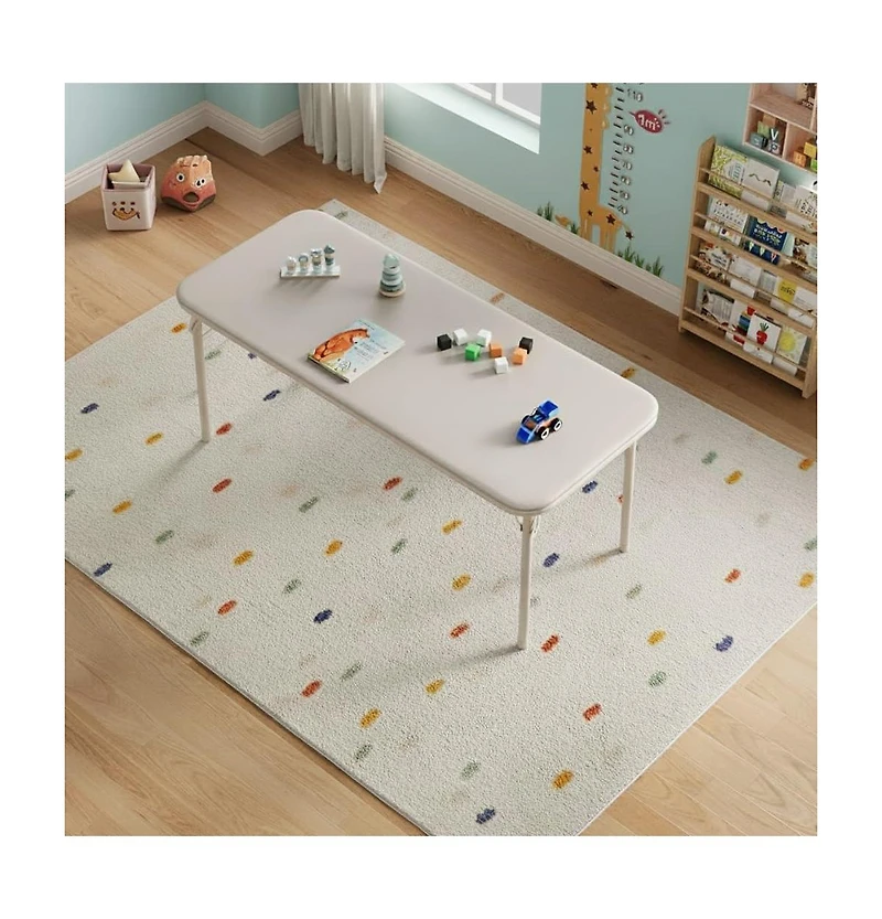 homfan 5-Piece Kids Table and Chair Set - Lightweight Compact Children s Furniture Pu Leather Waterproof Easy Clean Safe Rounded Design