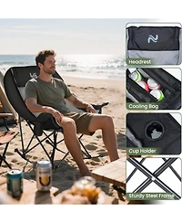 Mooncool Oversized Rocking Camping Chair Supports 400 lbs with Side Pocket, Cup Holder and Carry Bag Outdoor