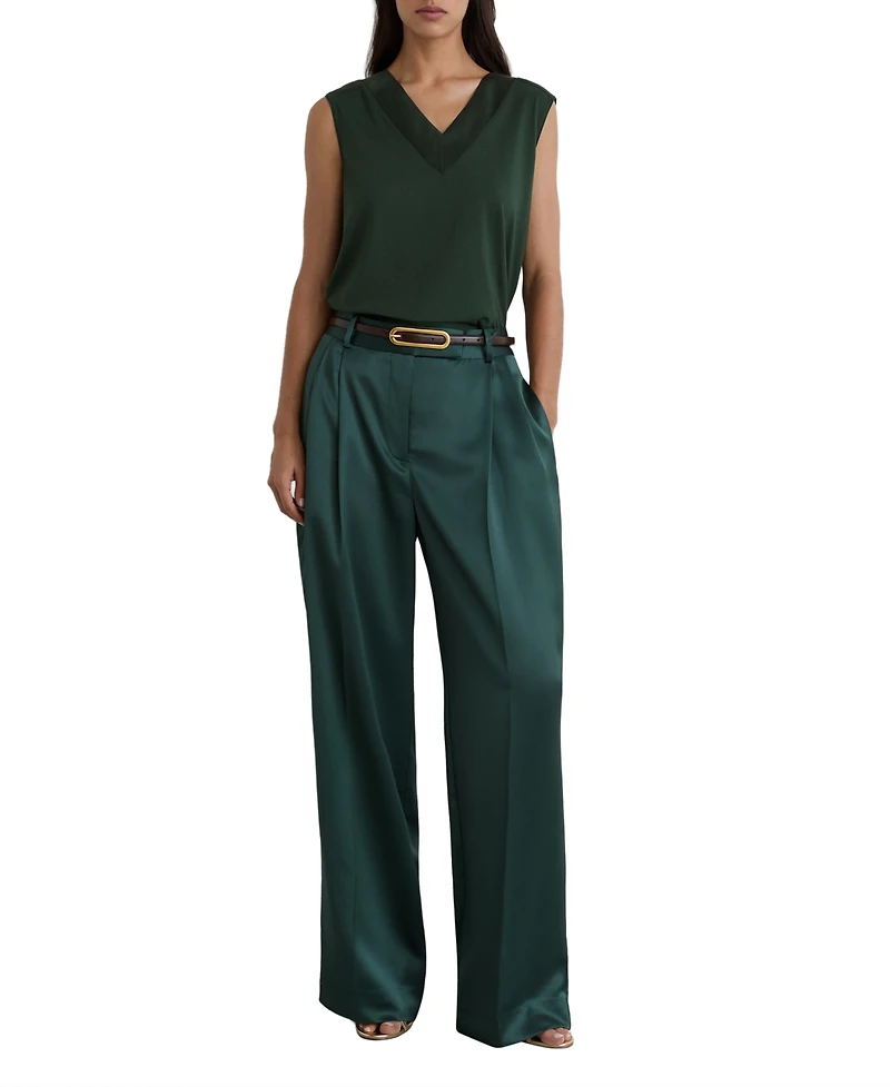 Reiss Women's Silk-Trim V-Neck Top