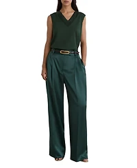 Reiss Women's Silk-Trim V-Neck Top