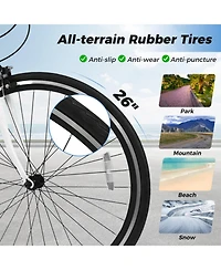 Sugift 26 in Adjustable Mountain Bike with 6-Speed and All-Terrain Rubber Wheels
