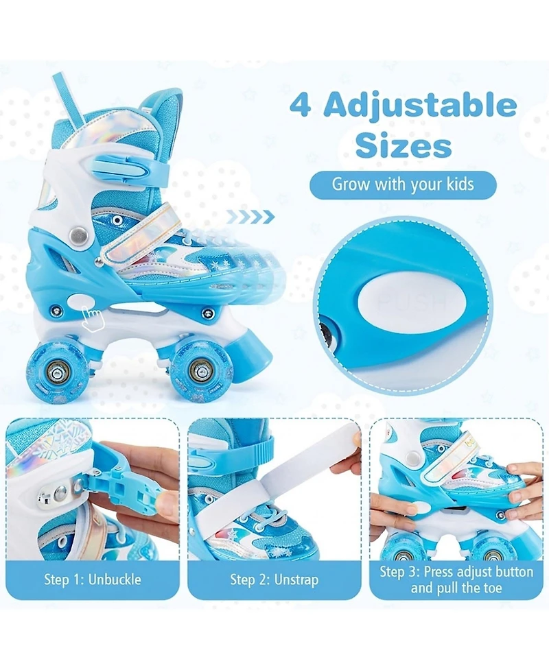 Sugift Kids Adjustable Roller Skates 4 Sizes with Light-up Wheels for Toddler