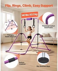 Sugift Kids Folding Gymnastic Kip Bar Adjustable 36-52 in Height 140 lbs Capacity for Ages 3-8