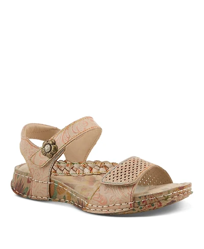 L'Artiste Women's Popular Quarter Strap Sandal with Leather Upper