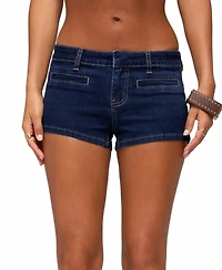Edikted Women's Alita Low-Rise Denim Micro Shorts, 2" Inseam