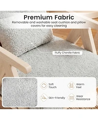 Sugift 2-Piece Living Room Sofa Set with Rubber Wood Frame and Pocket Spring Cushions