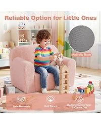 Sugift Portable Kids Foam Couch with Anti-Slip Base and Washable Fleece Cover