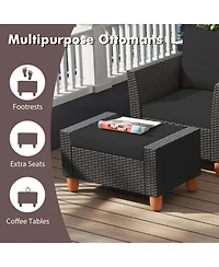 Sugift 7-Piece Patio Pe Rattan Sectional Sofa Set with Storage Tables and Ottomans