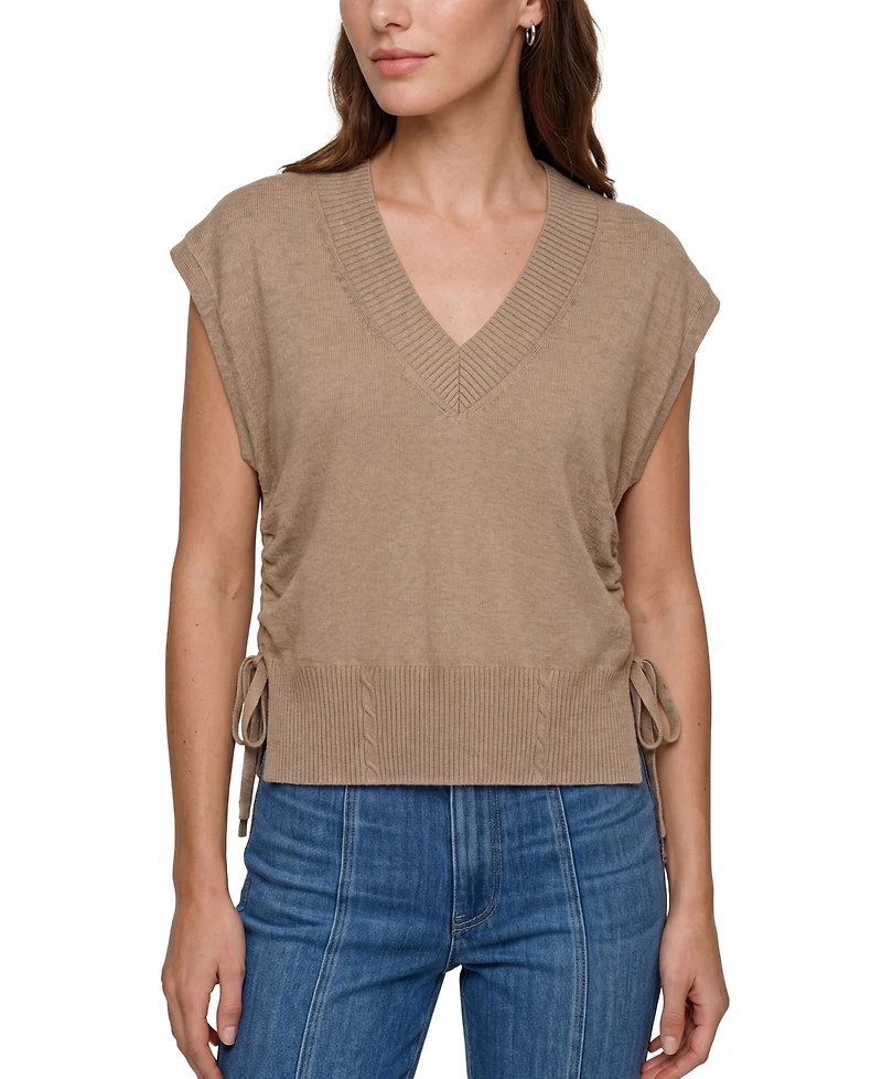 Liverpool Los Angeles Petite V-Neck Dolman Popover Adjustable-Side-Ties Sweater